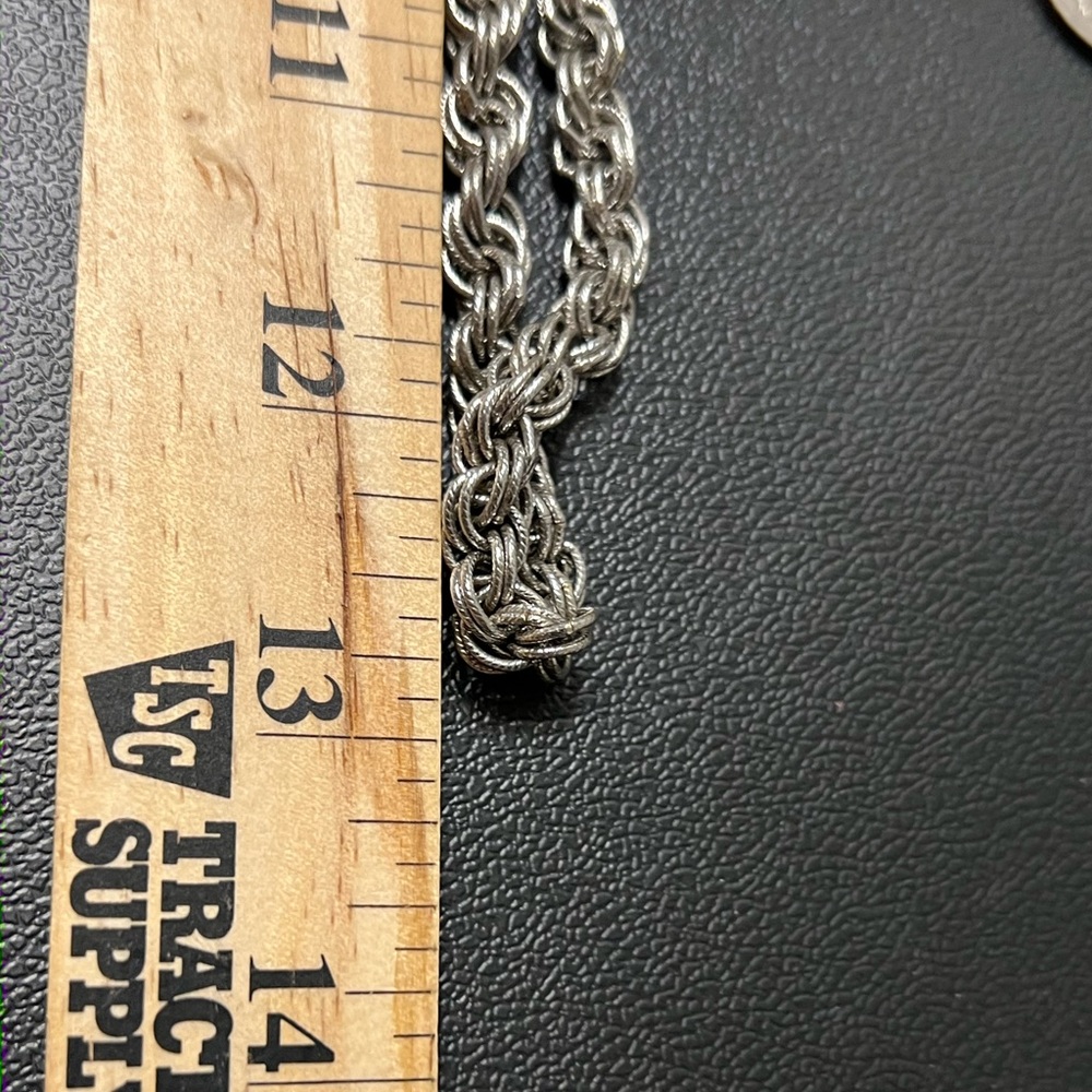 Silver  Tone Rope Chain Necklace Statement Chain - Picture 5 of 5